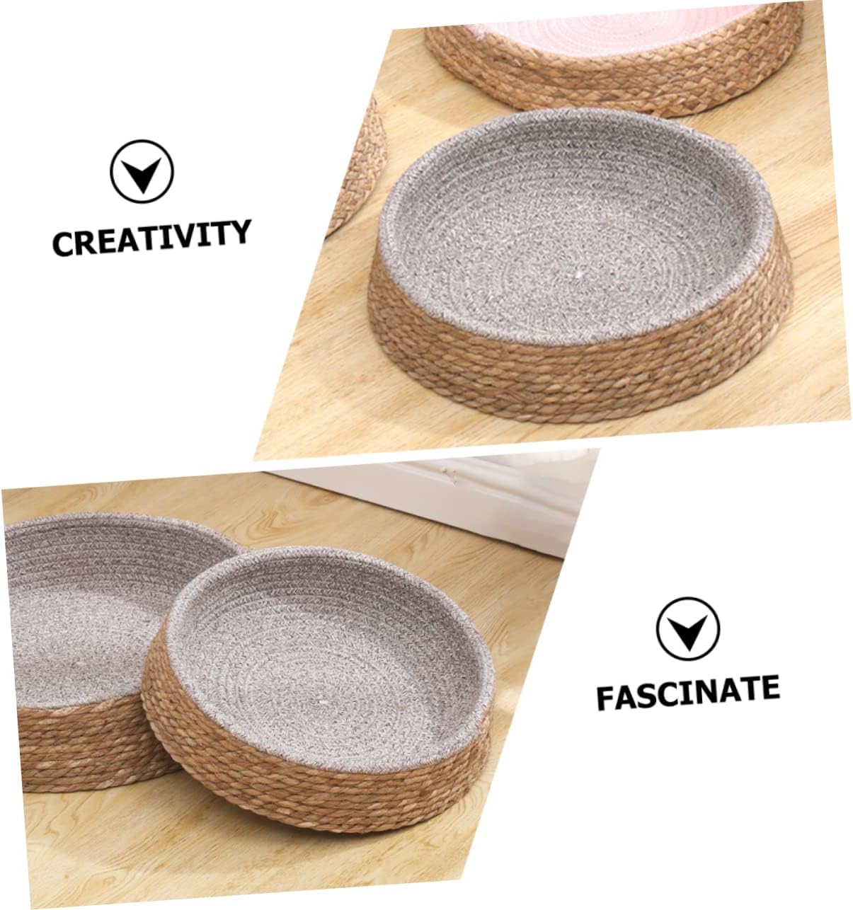 Rattan Cat Bed Round Dog Beds Pet Supply Breathable Pet Cushion Easy to Carry Durable Craftsmanship