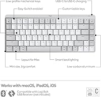Vista 5 de Logitech Mini teclado mecánico MX + mouse inalámbrico MX Master 3S para Mac, teclas retroiluminadas de perfil bajo, interruptores táctiles más