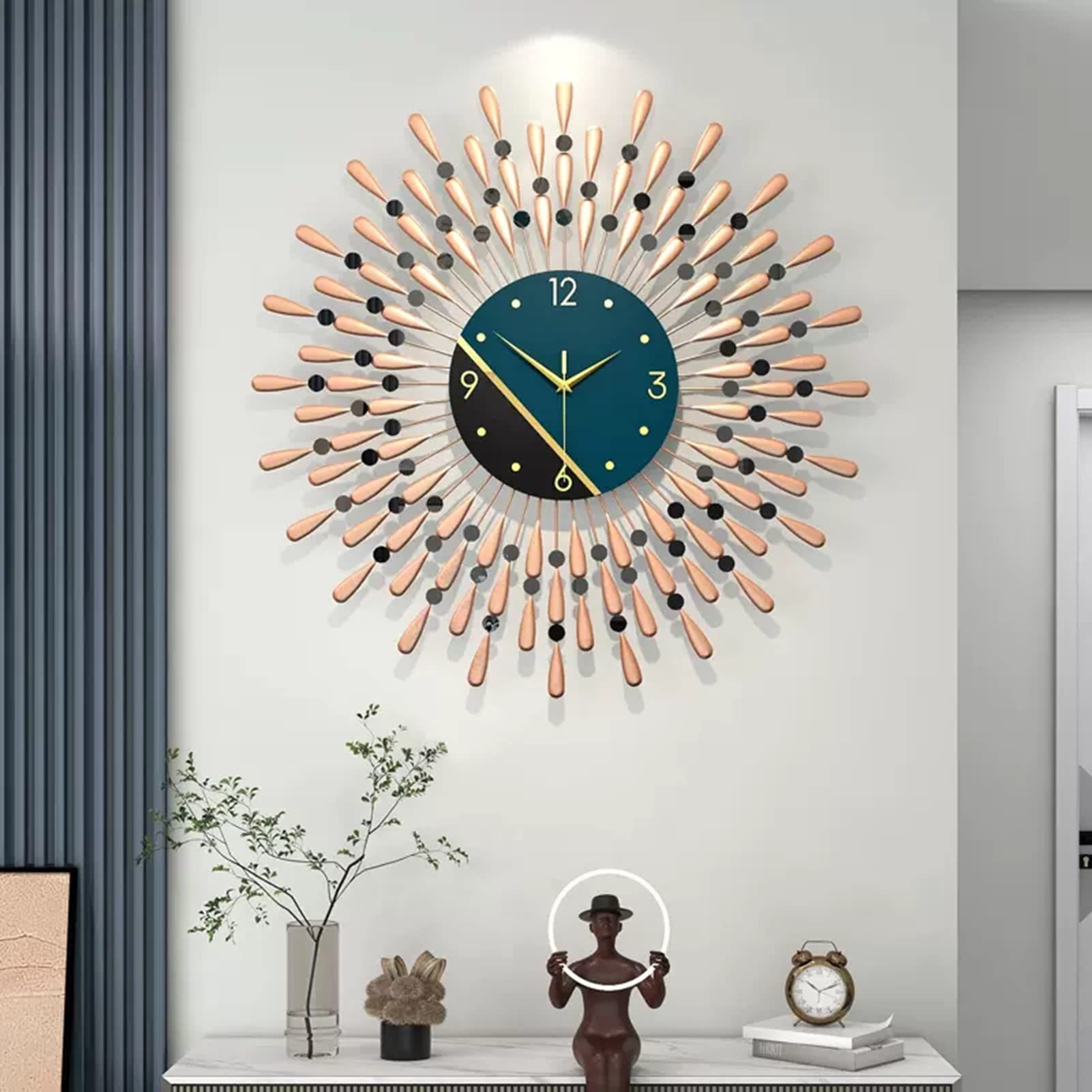 MYUYEE Metal for Living Room ation, Silent Battery Operated Clock,60 x 60 cm,60 X 60 Cm (70 X 70 Cm)