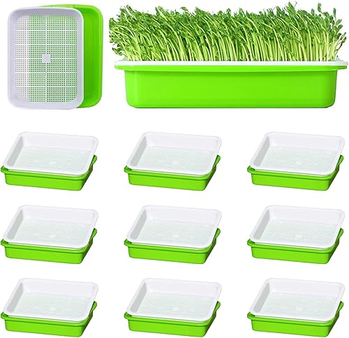 Voittozege Paquete de 10 bandejas para germinar semillas, bandejas de cultivo de microgreens sin BPA, bandeja de cultivo de brotes, bandeja de