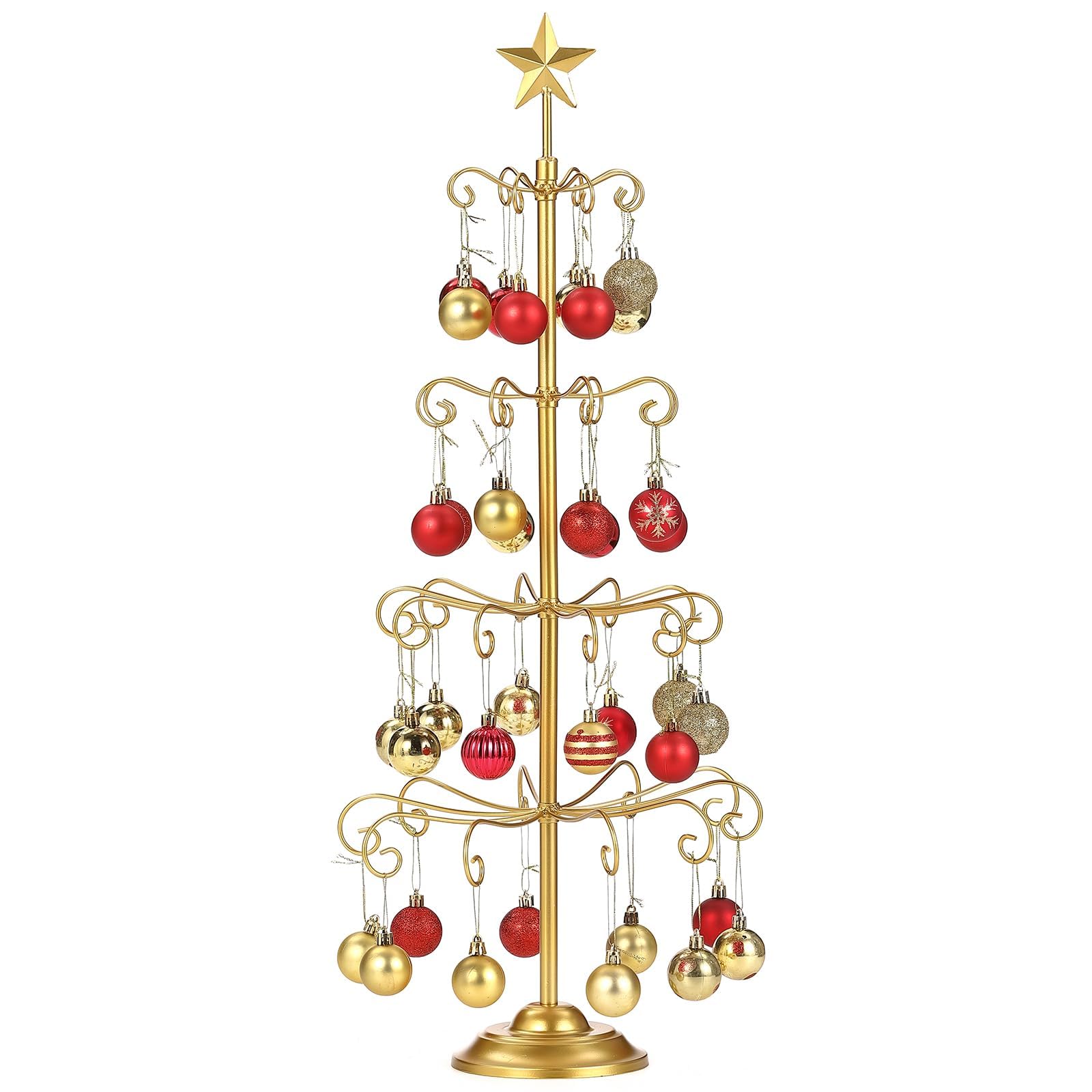 Ornament Display Tree Stand Metal Christmas Rotating Silver