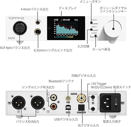 Miniatura 16 de TOPPING DX5 II Hi-Res DAC y amplificador de auriculares Combo - Dual ES9039Q2M, amplificador X-híbrido, PEQ de 10 bandas, LDAC Bluetooth 5.1, salida