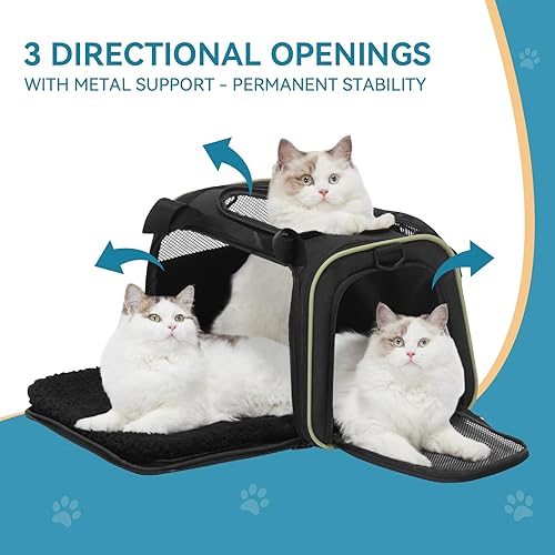 Miniatura 6 de PETSFIT Transportador de mascotas aprobado por aerolíneas con alfombrilla extensible, transportador de perros para perros pequeños, aprobado por la