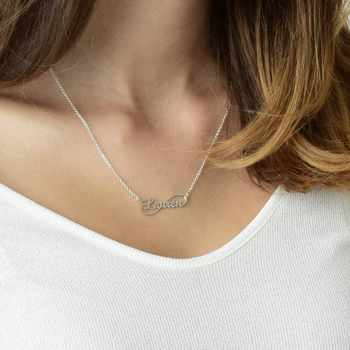 Infinity Style Name Necklace in Sterling Silver - Personalized & Custom Made Jewelry - Gift for Her