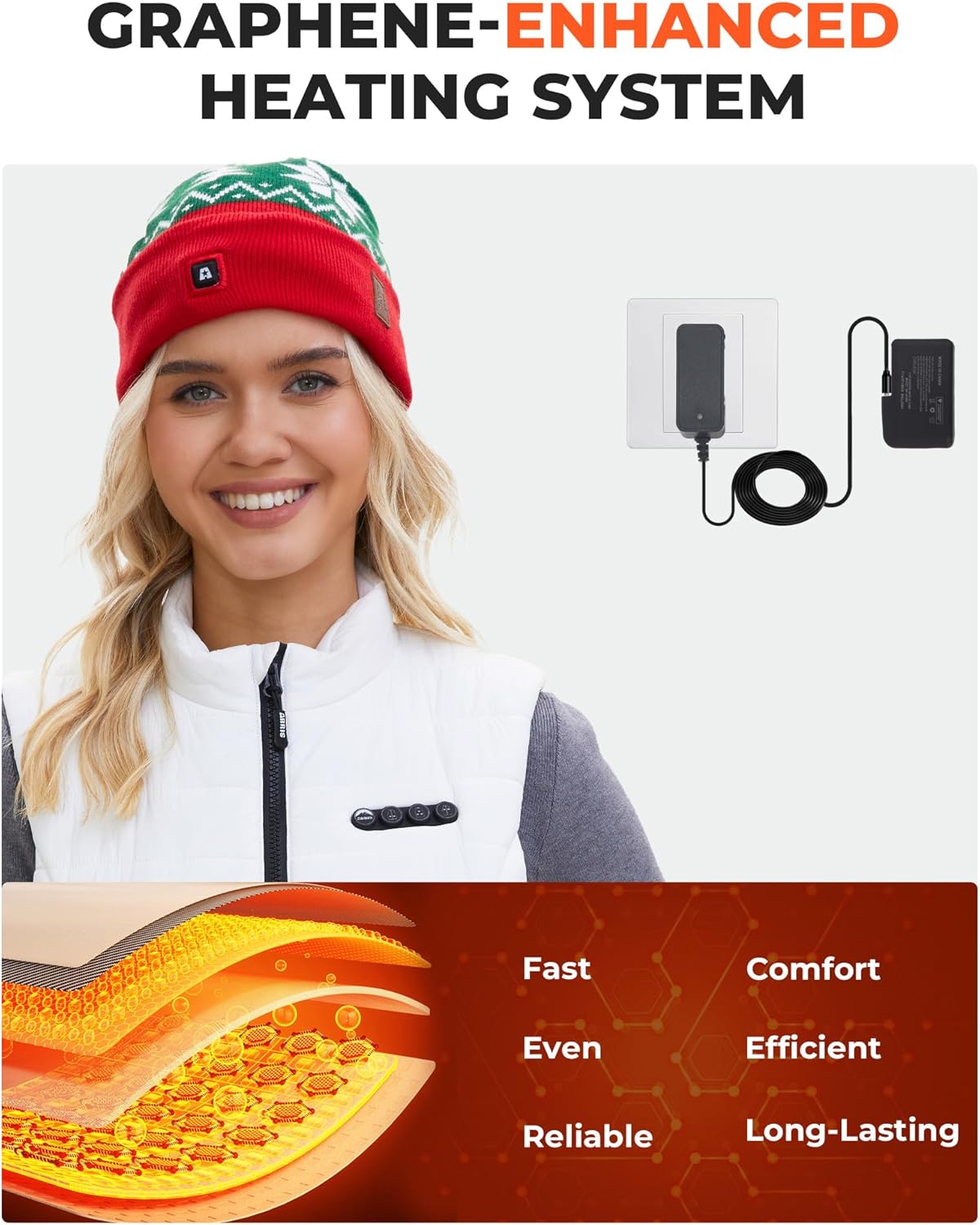 ARRIS Heated Beanie Hat with 3 Heating, Soft Knit Electric WinteHat for Skiing Hunting