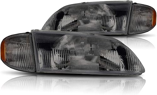 Miniatura 9 de Juego de 2 faros delanteros compatibles con Mazda 626 98-99, carcasa ahumadaesquina transparente