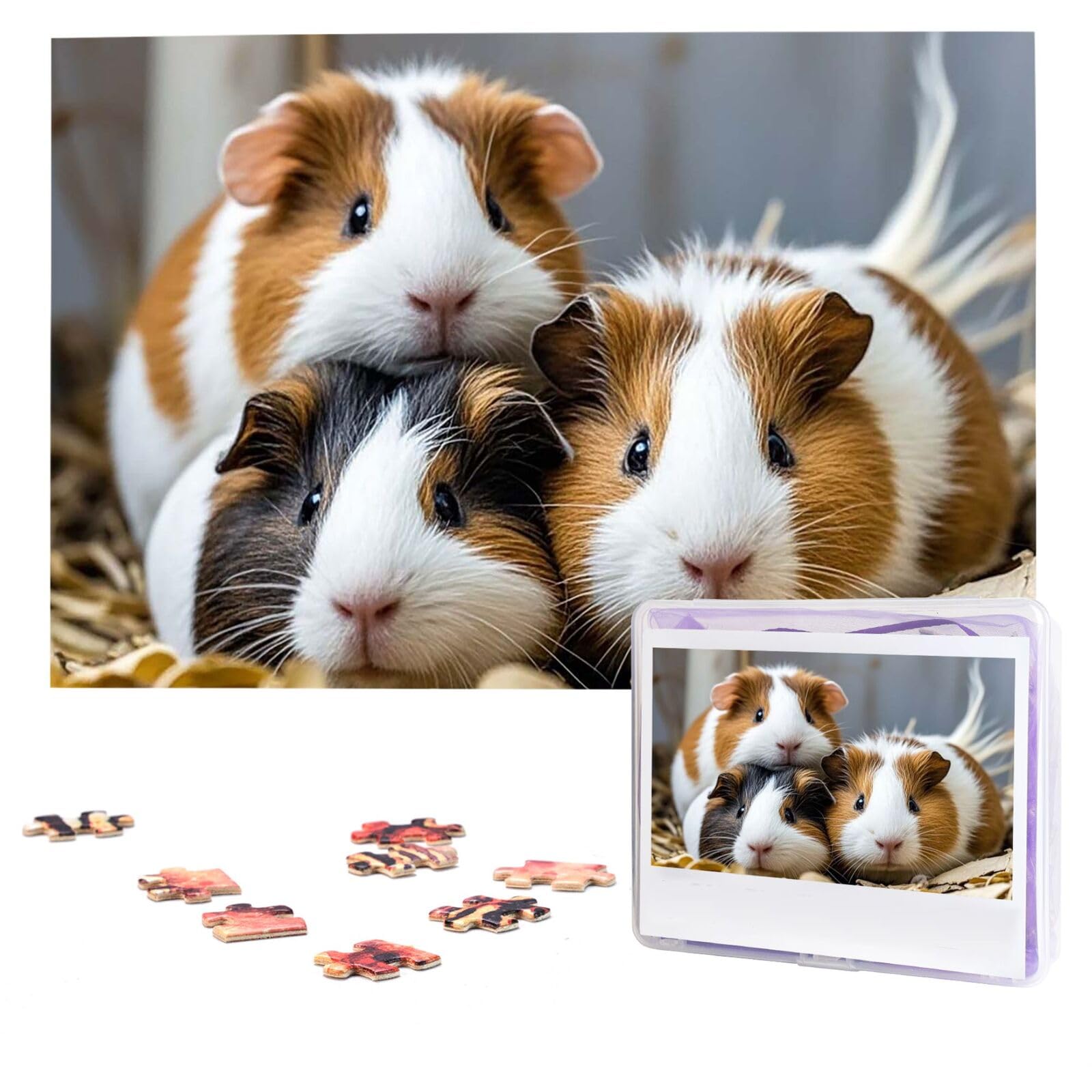 Puzzles 1000 Pieces Personalized Jigsaw Puzzles guinea pigs Puzzle Challenging Picture with storage bag Photo Puzzle for Adults Wedding (75 X 50 CM)
