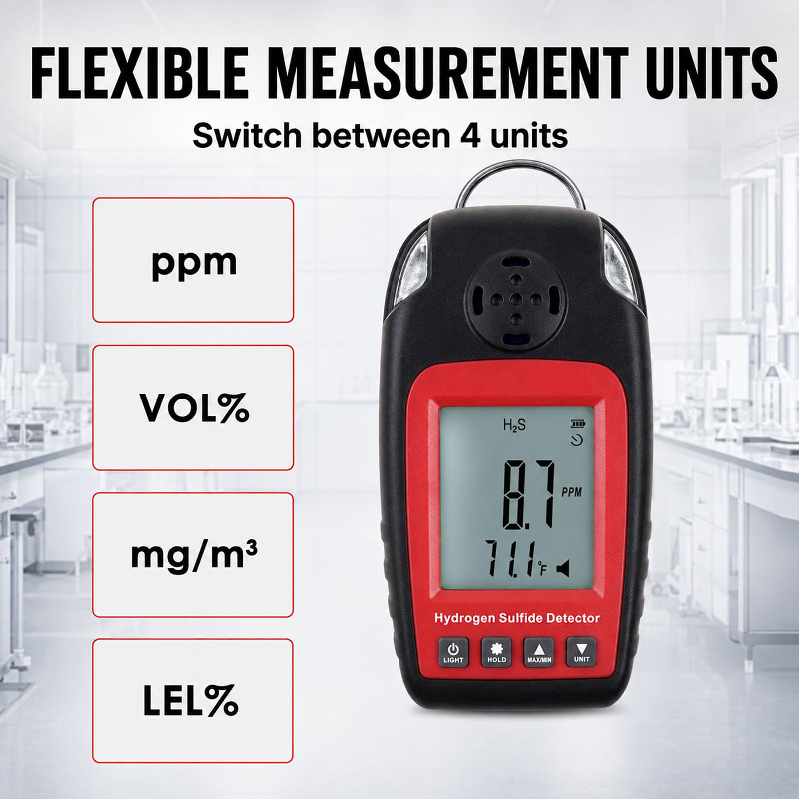 Detector de Sulfuro de Hidrógeno Detectores de Gas Y Alarmas Electroquímico h2s H₂S Monitor Medidor Sensor Alarma de Envenenamiento Pantalla LCD Retroiluminación