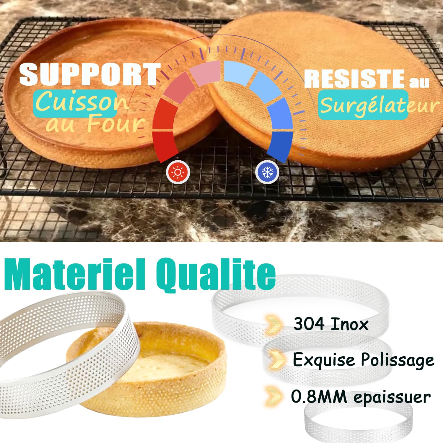Lot De 20 Cercles à Tarte Perforés En Plastique - Formes Ronde, Cœur, Carré, Rectangle, Ovale - Pour Pâtisserie DIY