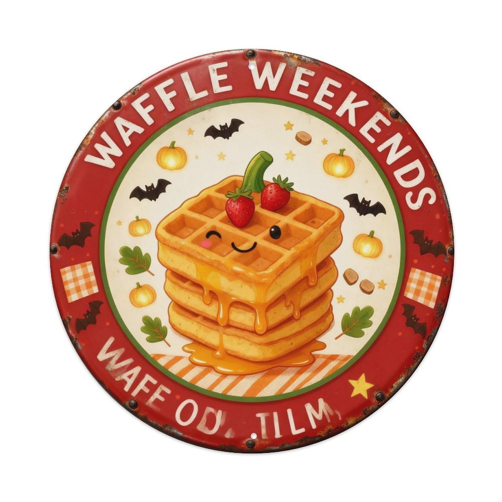 Waffle Weekends Metal Tin Sign Plaque
