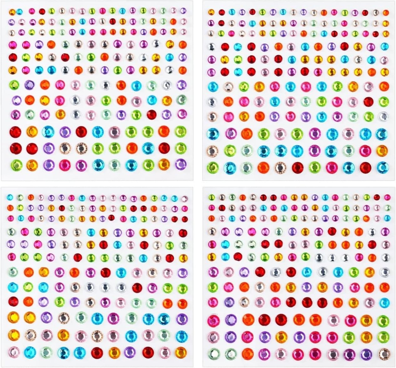 Rhinestone Stickers, 660 PCS Self Adhesive Pearls Gems, 4 Sheets Crystal Rhinestone Stickers Self-Adhesive Jewels Sticker, 3,4,5,6mm Embellishment Diamond Gem Decorations