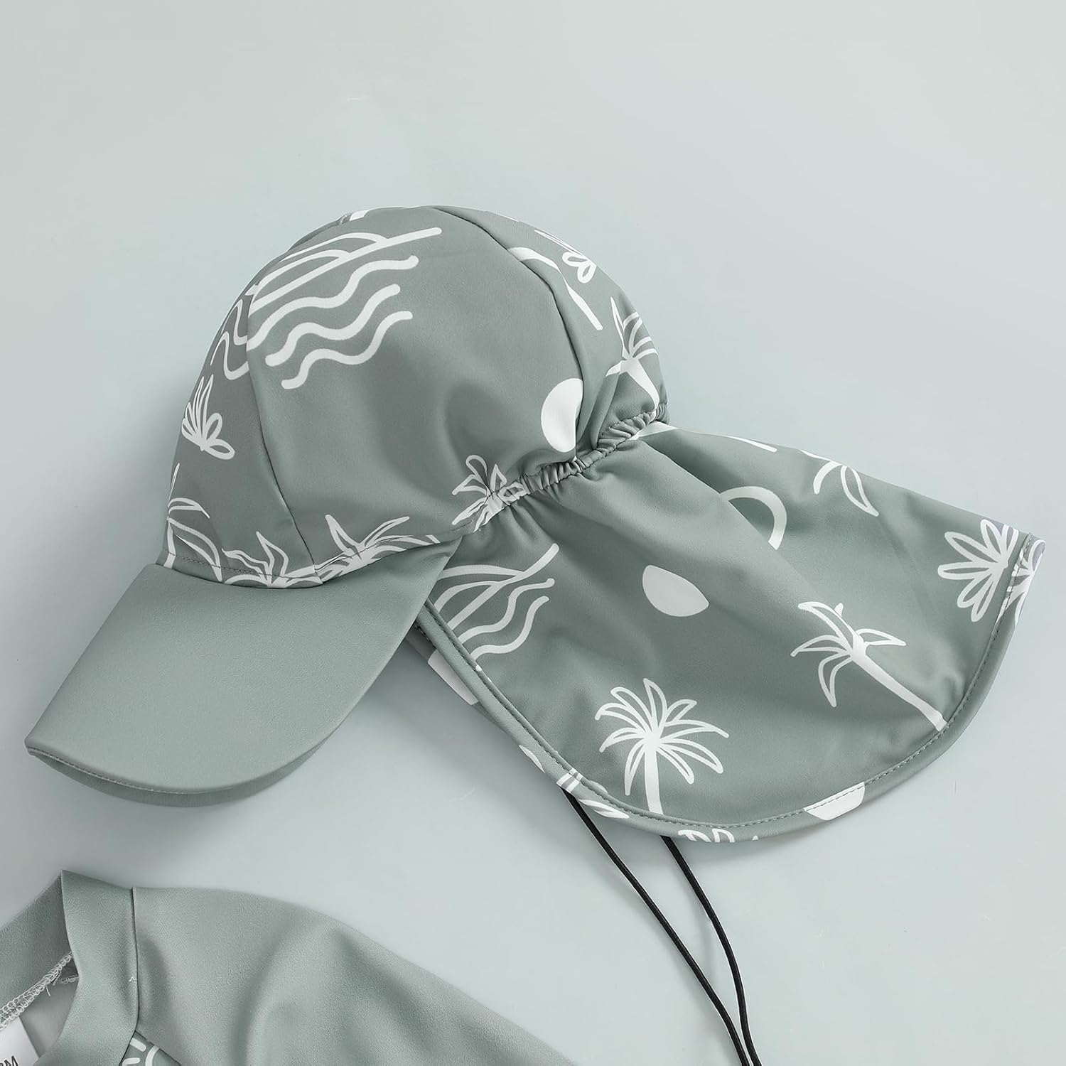 Toddler Baby Boy Girls One Piece Swimsuit Long Sleeve Zipper Bathing Suit with Hat Infant Rash Guard Swimwear - Image 2