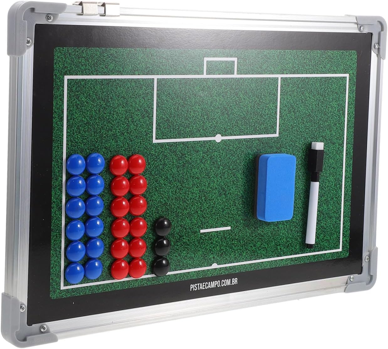 Soccer Coaching Board Aluminum Alloy Dry Erase Writing Board with Magnetic Clips for Coaches Training and Match Strategy Planning