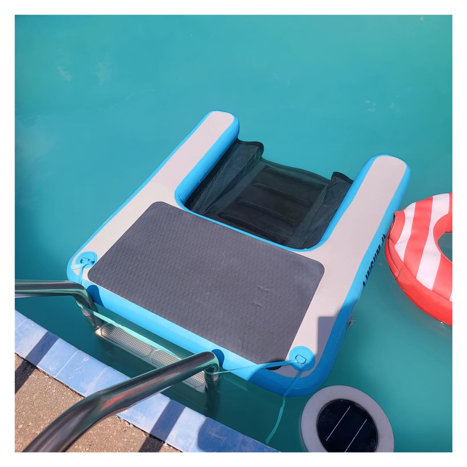 60×40" Dog Pool Ramps Inflatable for Small/Medium/Large Dogs, Dog Floating Docks for Large Pets Up To 230lbs, Easy To Secure Dogs Boat Ladder(Blue)