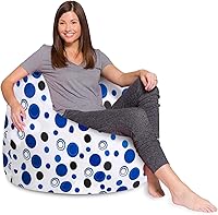 Vista 350 de Posh Creations - Puff para niños, adolescentes y adultos, incluye funda extraíble y lavable a máquina, tamaño grande de 38 pulgadas, lona con diseño