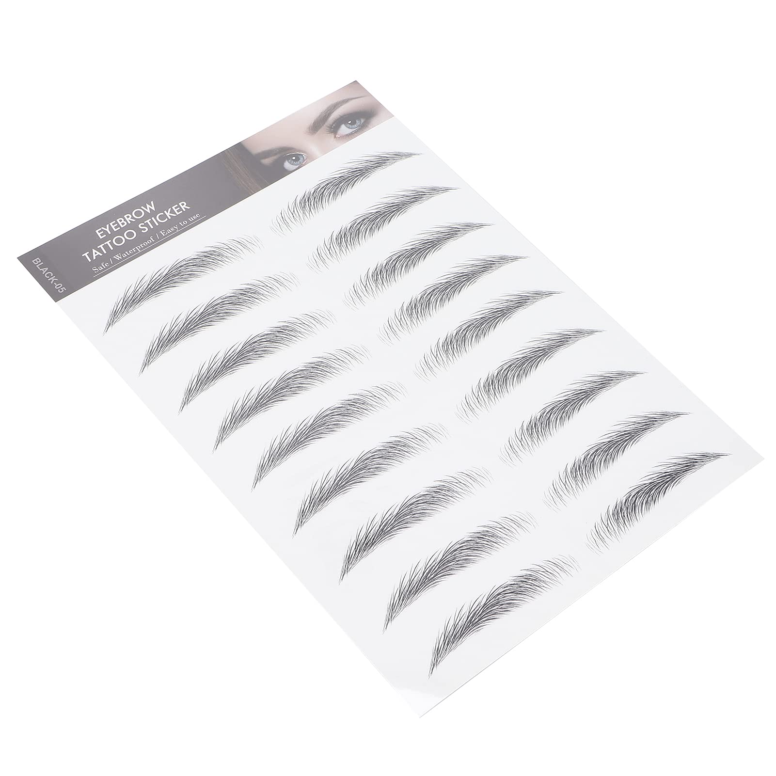 DAUZ Eyebrow Tattoo Sticker, Eyebrow Sticker Skin Friendly Lifelike Portable for Holidays for Female (BLACK-05)