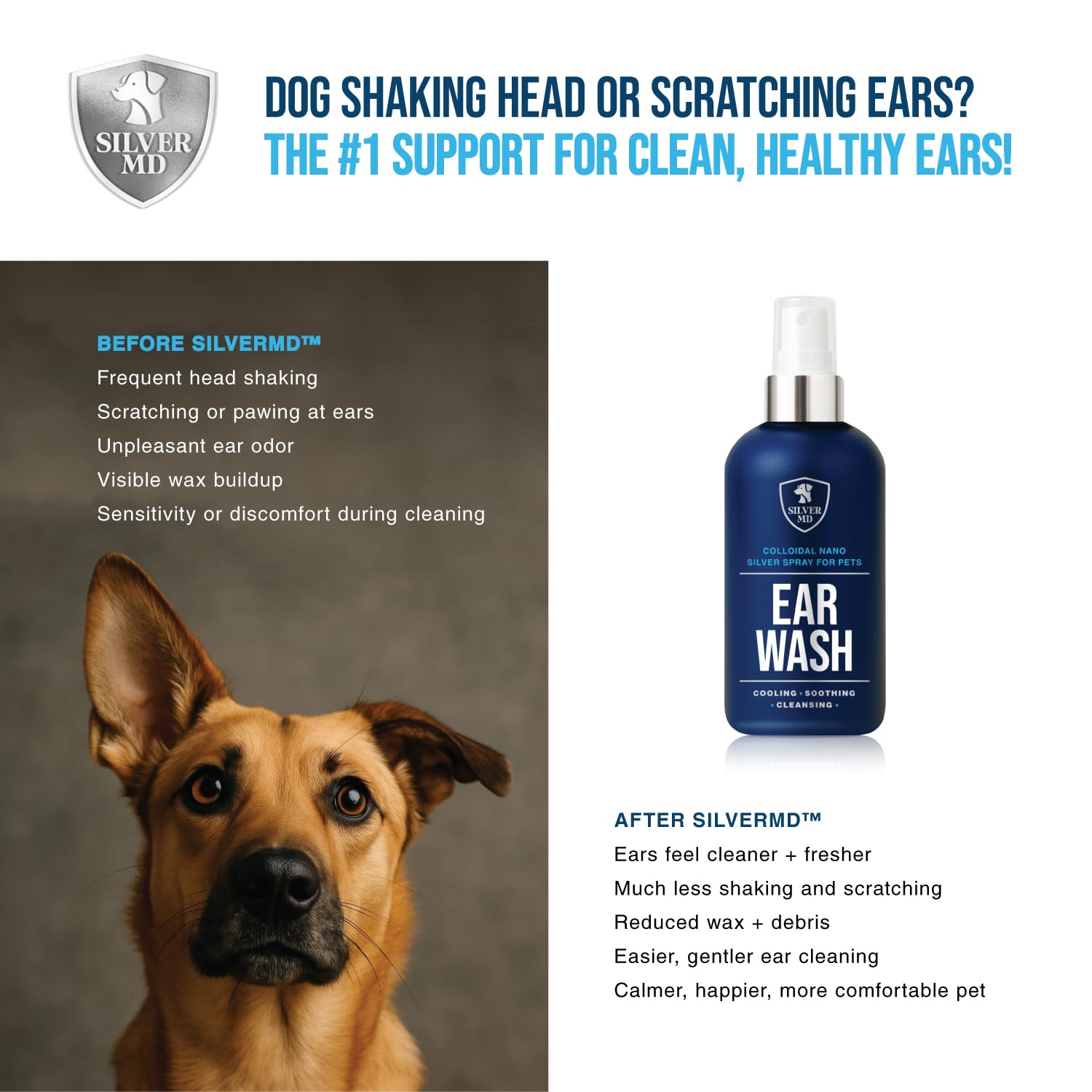 Pet Ear Wash Spray for Dogs & Cats, 8 oz Nano Silver Ear Cleaner, Gentle Ear Flush for Itchy Sensitive Ears, Soothing Cleansing Solution for Wax, Odor & Daily Ear Care - image 4