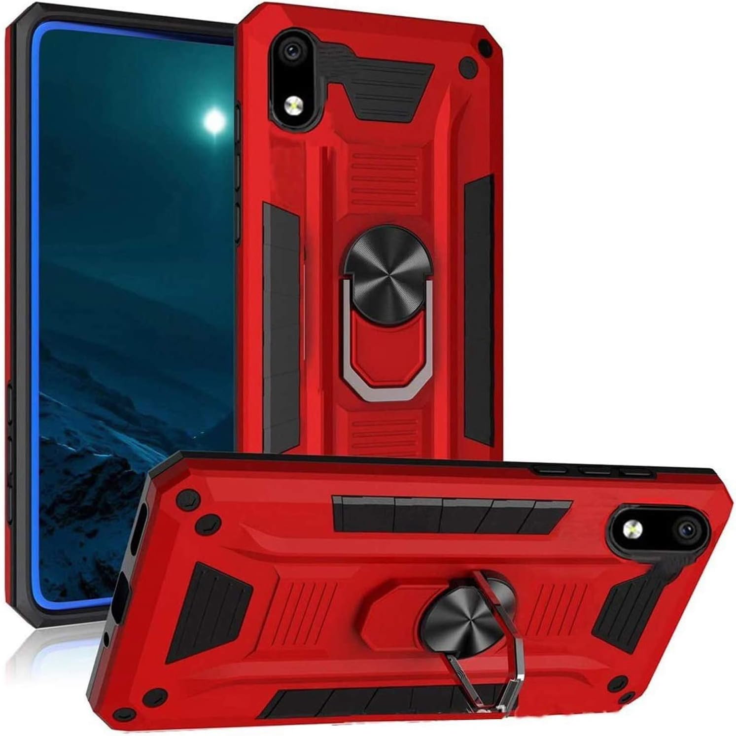 for ZTE Avid 579 Case,ZTE Blade A3 2020 Cases,Military Grade Shock Protective Kickstand 360 Ring Holder Defender Hybrid Hard Back Phone Cover for ZTE Blade A3 2020 -Red