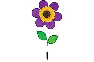 In the Breeze Wind Flowers Spinner — Outdoor Yard Decor with Colorful Spinning Purple Sunflower