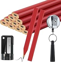 Vista 1 de 14 Lápices de Carpintero, 7 Pulgadas Octagonales Planos Negros Duros para Carpintería y Construcción, Lápices Resistentes con Sacapuntas