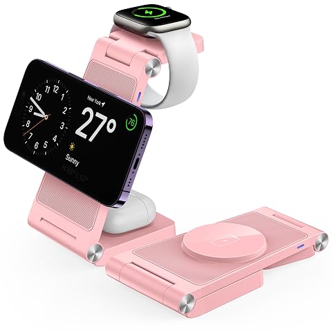 Magnetic Wireless Charger Stand 3 in 1 Foldable Wireless Charging Station Travel Charger for Multiple Devices for iPhone