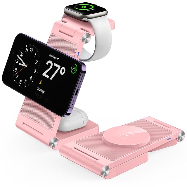 Magnetic Wireless Charger Stand 3 in 1 Foldable Wireless Charging Station Travel Charger for Multiple Devices for iPhone