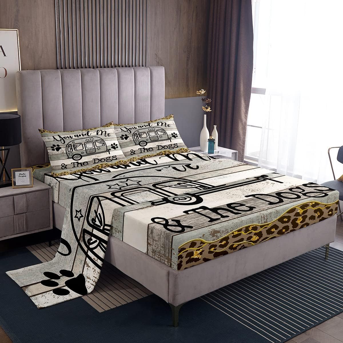 Leopard Marble Camper Sheets with Deep Pocket Fitted Sheet