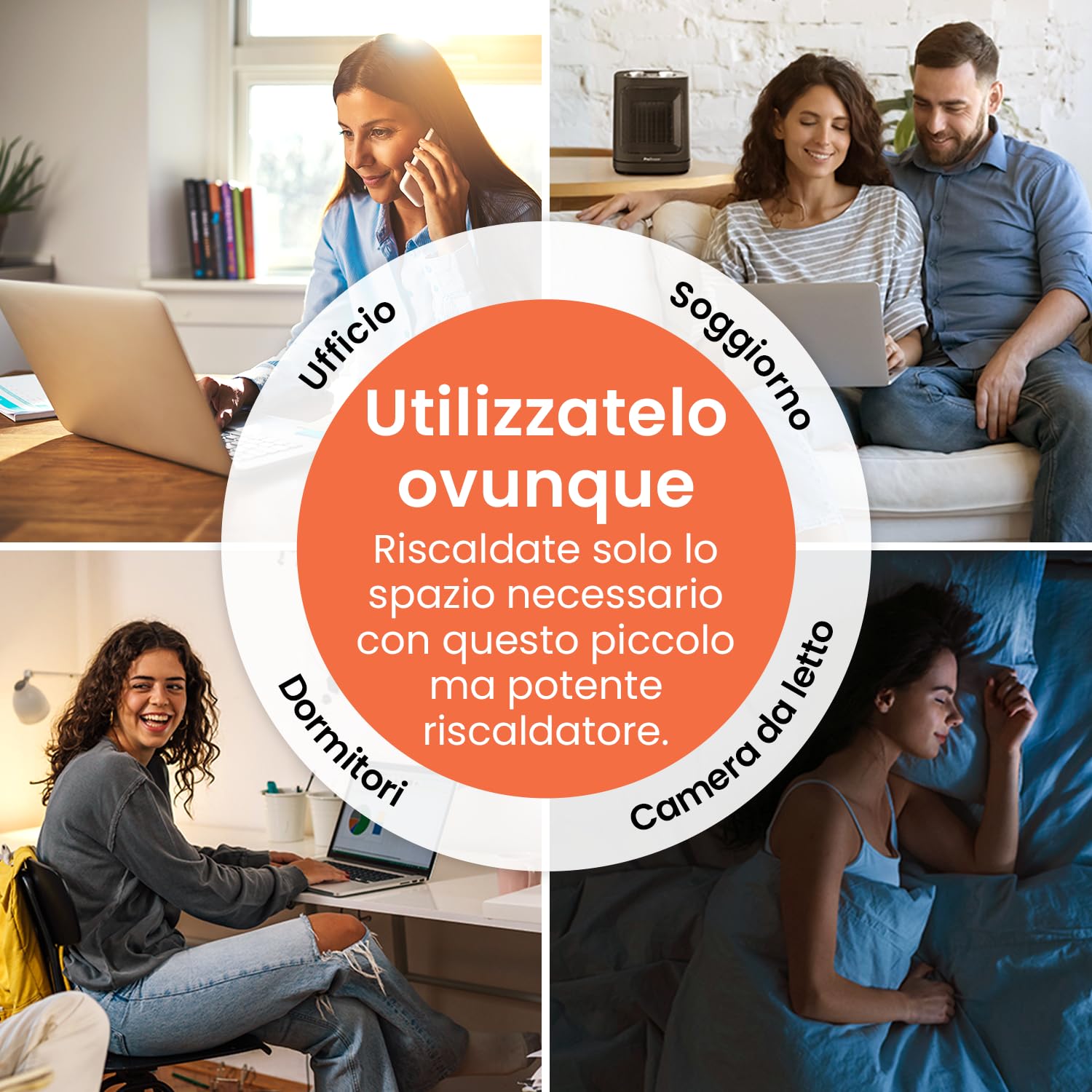 Pro Breeze Stufetta Elettrica a Basso Consumo in Ceramica 1800 W – Oscillazione Automatica, 2 Impostazioni di Calore e Modalità Solo Ventola. Stanze, uffici, bagno - Termoventilatore