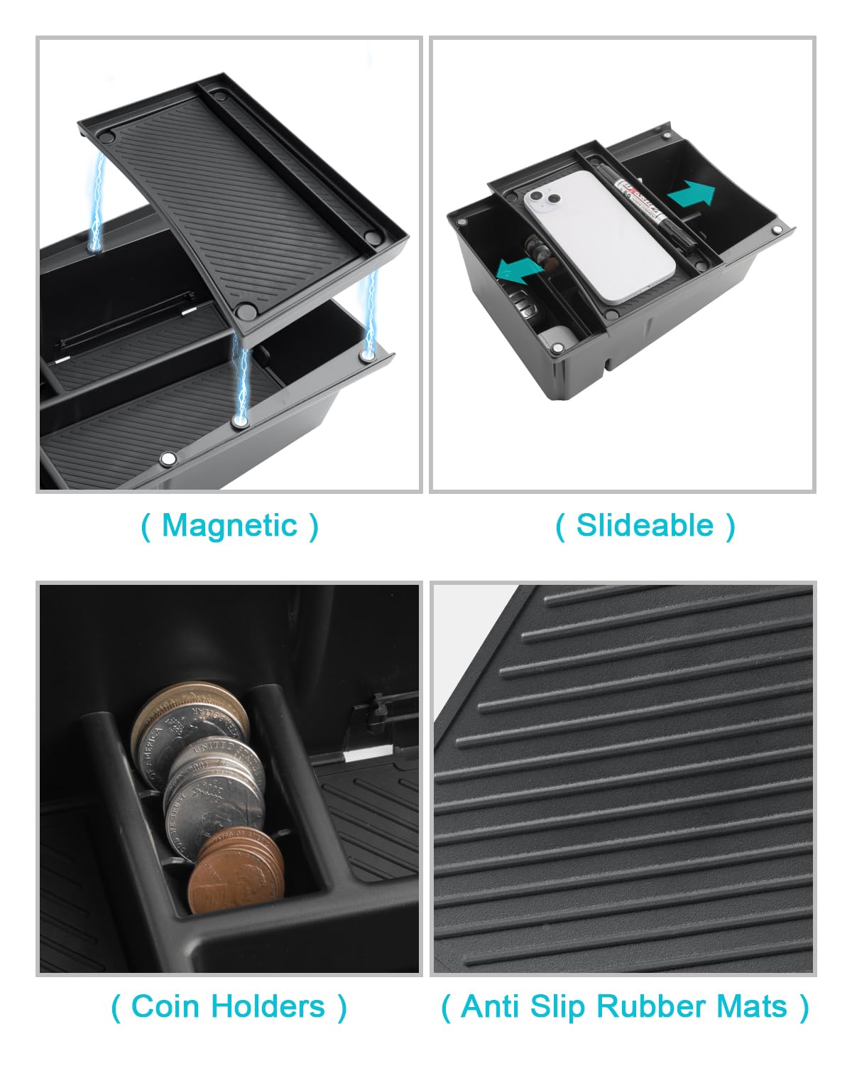 CDEFG Kompatibel mit Kia EV3 2025 2026 Mittelkonsole Aufbewahrungsbox Doppeletage Auto Center Console Organizer Tray EV3 GT Line Zubehör