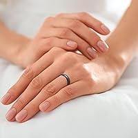 Vista 124 de King Will Alianza de boda de carburo de tungsteno para hombres y mujeres, anillos de promesa para parejas abovedados de alto pulido Plata-8 mm.