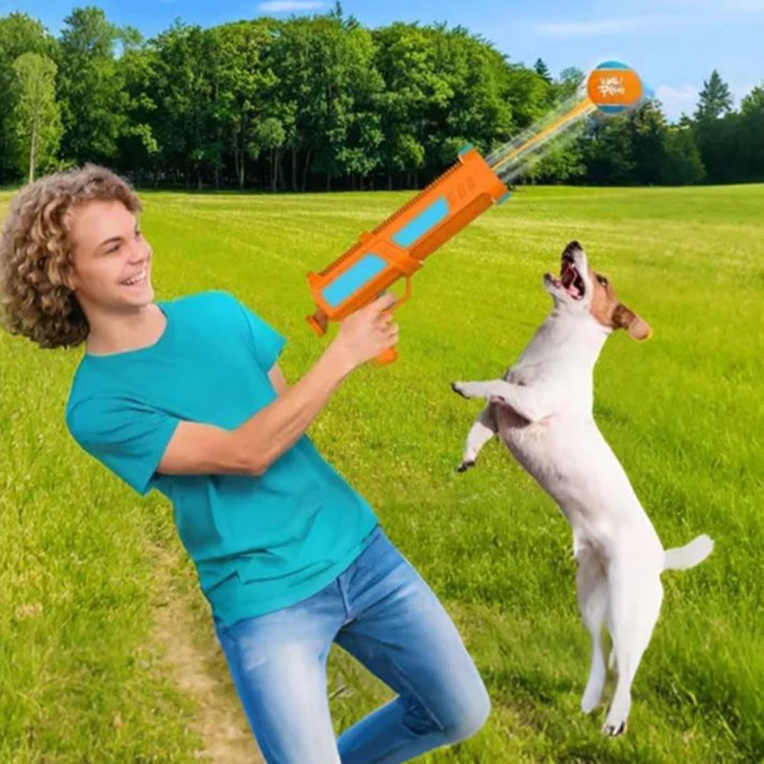 Dog Playtimes Ball Thrower with Extended Throw Capability Puppies Toy Ergonomic Handle and Touchless Operations Pet Exercise Companion Tool