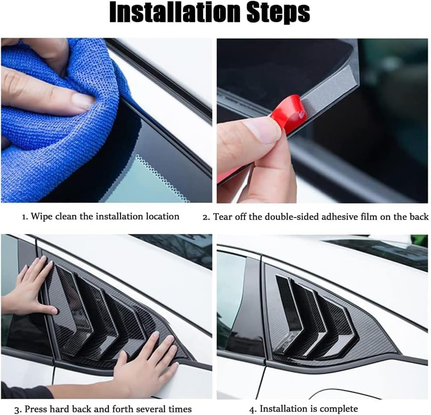 Blazeray for Honda Accord 11th Gen 2026 2025 2024 2023 ABS Sport Car Exterior Rear Side Window Louvers Air Vent Scoop Shades Cover Blinds for Honda Accord Accessories 2PCS(Bright Black)