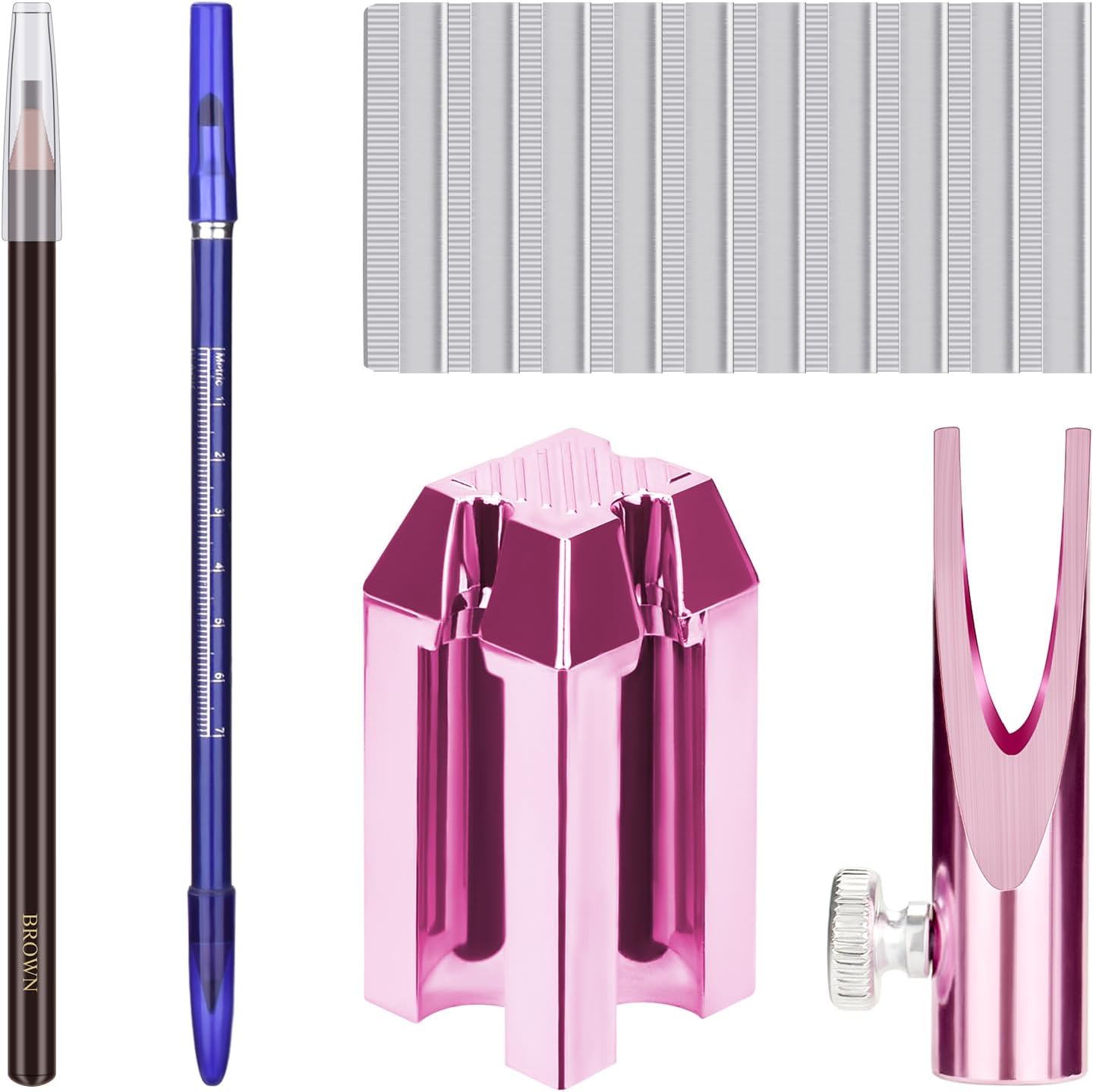 ATOMUS Eyebrow Makeup Sharpener Set 0.8cm and 1cm pencil Sharpener 10pcs Eyebrow Trimmer Brown and Black Eyebrow Pencil Set for Makeup and Microblading eyebrow