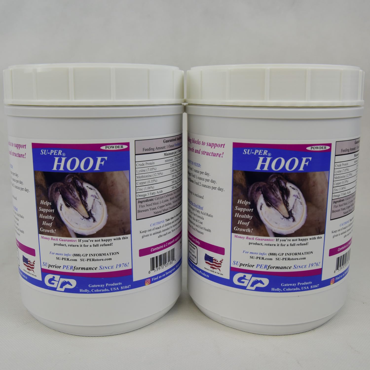 SU-PER Hoof Horse Supplement - Essential Nutrients for Hoof Growth and Hoof Care - Biotin, Gelatin, Lysine, Methionine, Zinc - 2.5 Pounds, (2 Pack)