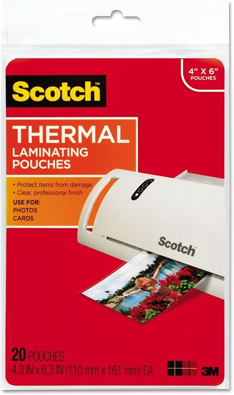 Scotch Laminating Pouches, 5 Mil, 4.33" X 6.33", Gloss Clear, 20/pack