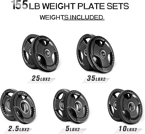 Miniatura 50 de RitFit Weight Plates for Barbell, 2-Inch Olympic Rubber Grip Plates for Weightlifting and Strength Training in Home & Gym, Single, Pair and Sets