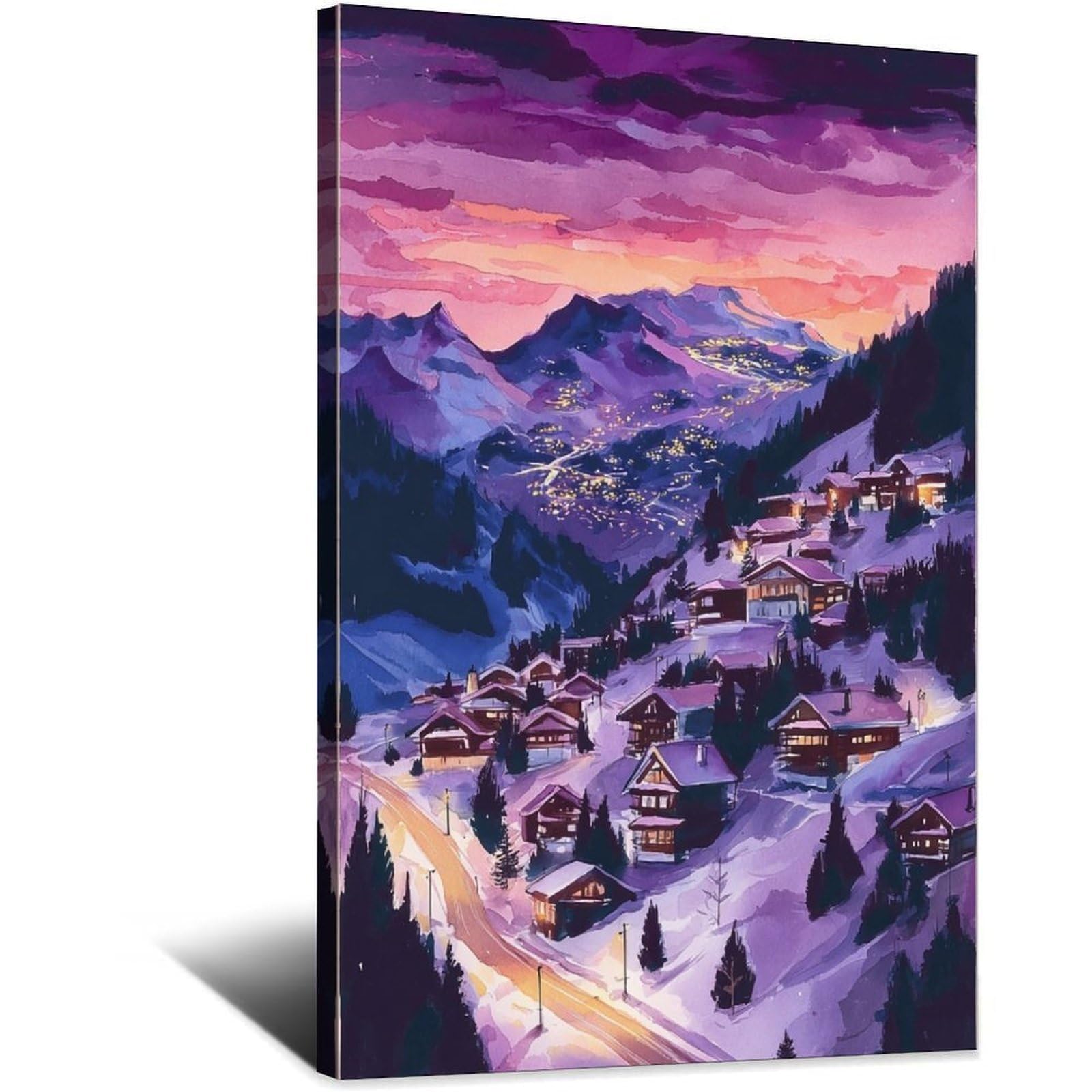 Courchevel Ski Poster 24x36inch(60x90cm) Vintage Watercolor Canvas Art