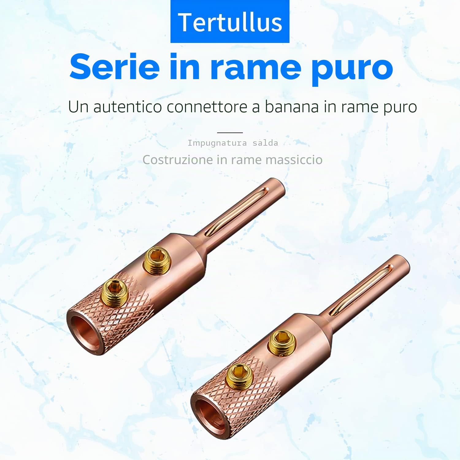 Tertullus 4 connettori a banana in rame puro di alta qualità, HiFi in rame, spina avvitabile per cavo altoparlante fino a 5 mm