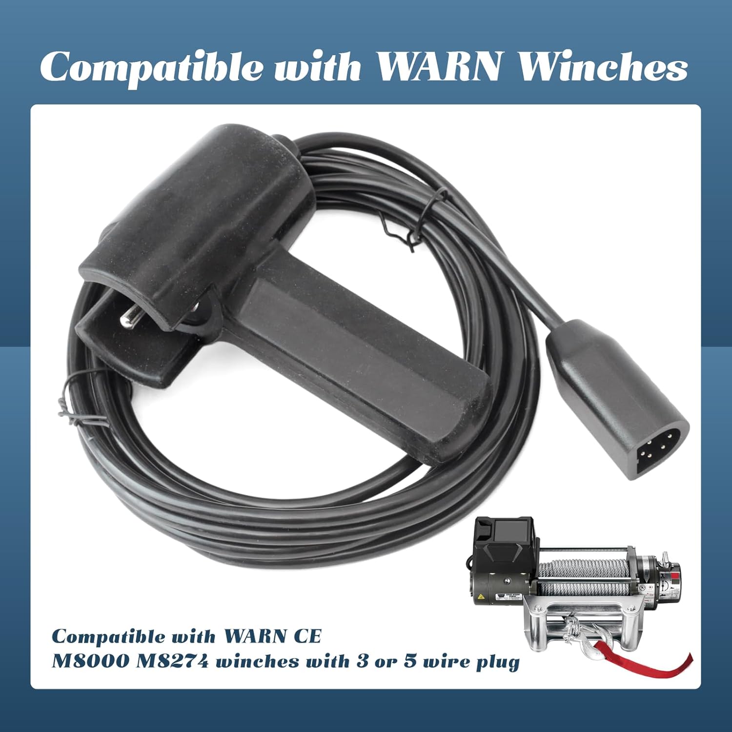 38626 Handheld Winch Corded Remote Controller Compatible with WARN CE M8000 Replacement for WARN CE M8274 Winches Hand Held Control Device with 12ft Cable Wire Rubber Grip