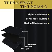 Vista 2 de NICETOWN Blackout Black Curtain for Bedroom - Blackout Thermal Insulated Window Treatment Solid Grommet Room Darkening Soundproof for Bedroom/Boys