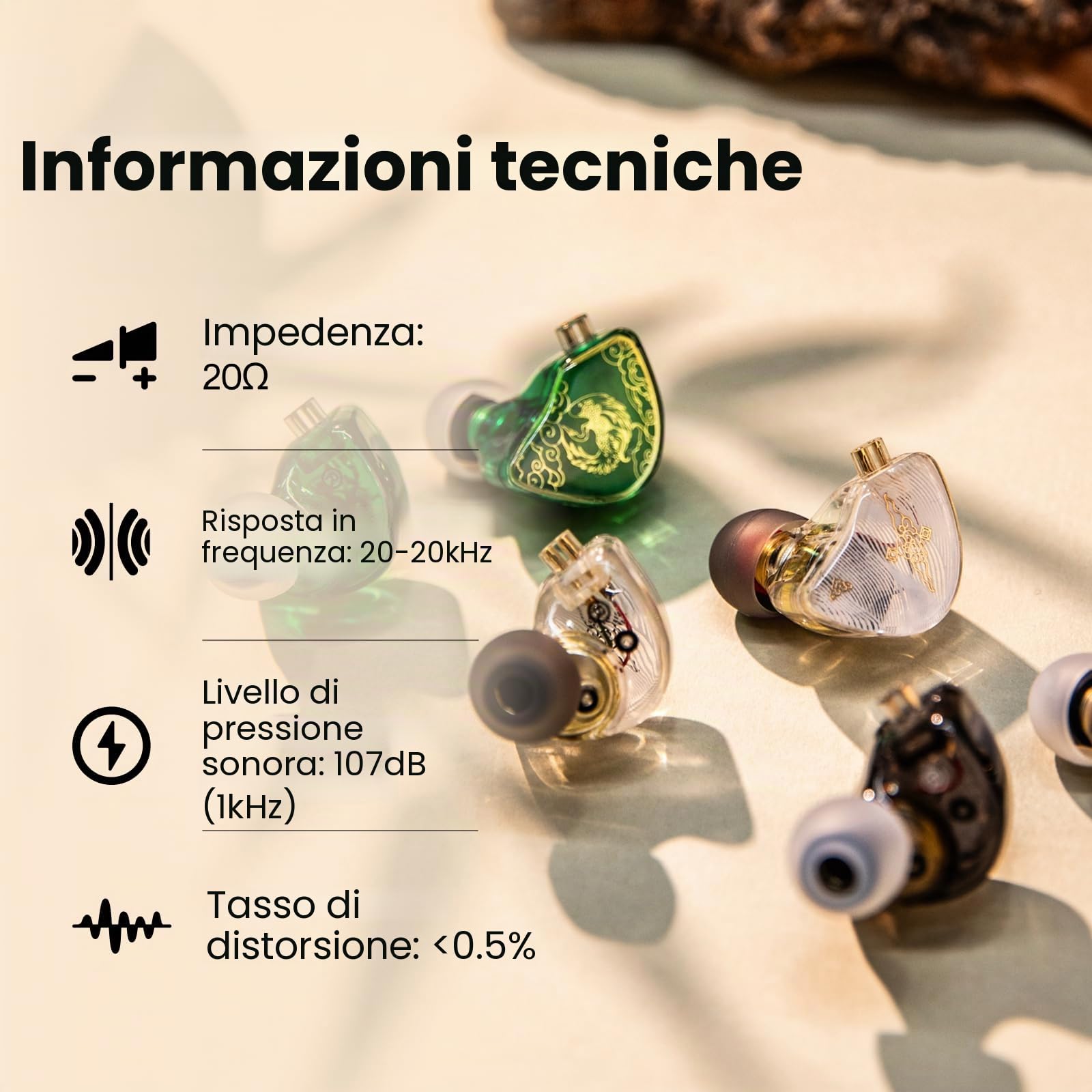 Linsoul TANGZU Wan'er S.G HiFi 10mm Driver dinamico PET Diaframma Cuffie In Ear, Cavo Staccabile da Incasso 2Pin OFC Intrecciato per Audiofili Musicista DJ(Bianco, senza microfono)