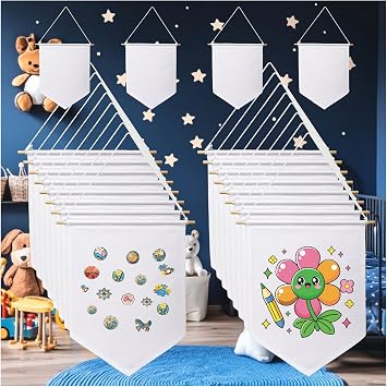 20pcs Blank Canvas Banner 10.82"x15.74" | 12oz Fabric Canvas Banner Wall hanging Art for DIY Kids Room Decor,Jewelry Storage Case Stand Enamel Pin Wall Display,Birthday Backdrops & Educational Play | Safe for Toddlers & Nursery & Infants