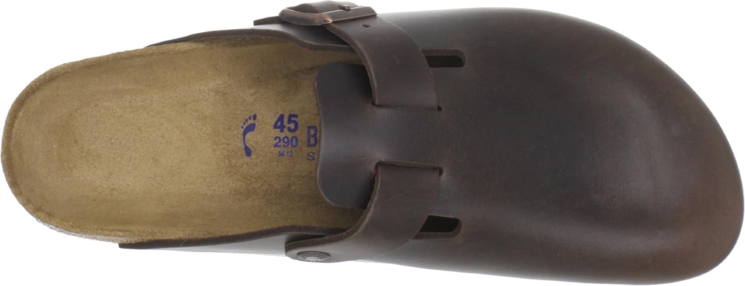 Birkenstock Men's Suede Soft Footbed Boston Clogs 5-5.5 Brown Amalfi Leather