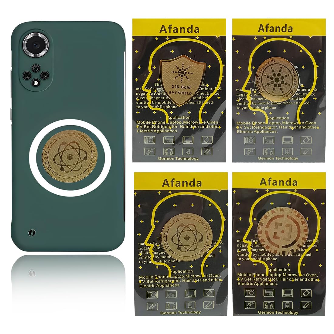 4 Pezzi Protezione Radiazioni EMF Blocker Adesivi per Telefono Laptop Tablet e Tutti i Dispositivi Elettronici (Anti Onde Elettromagnetiche)