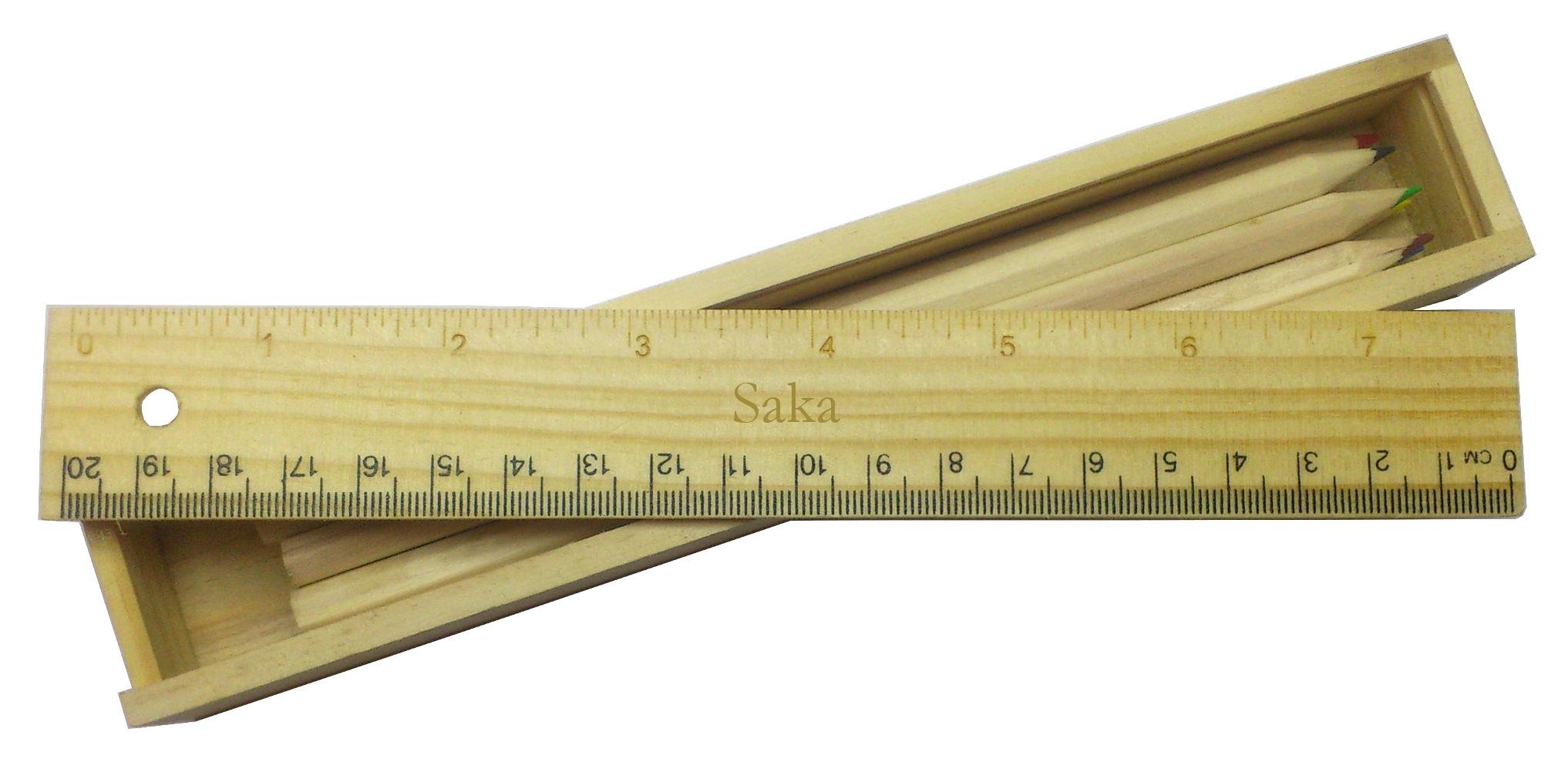 Coloured pencil set with engraved wooden ruler with name Saka (first name/surname/nickname)