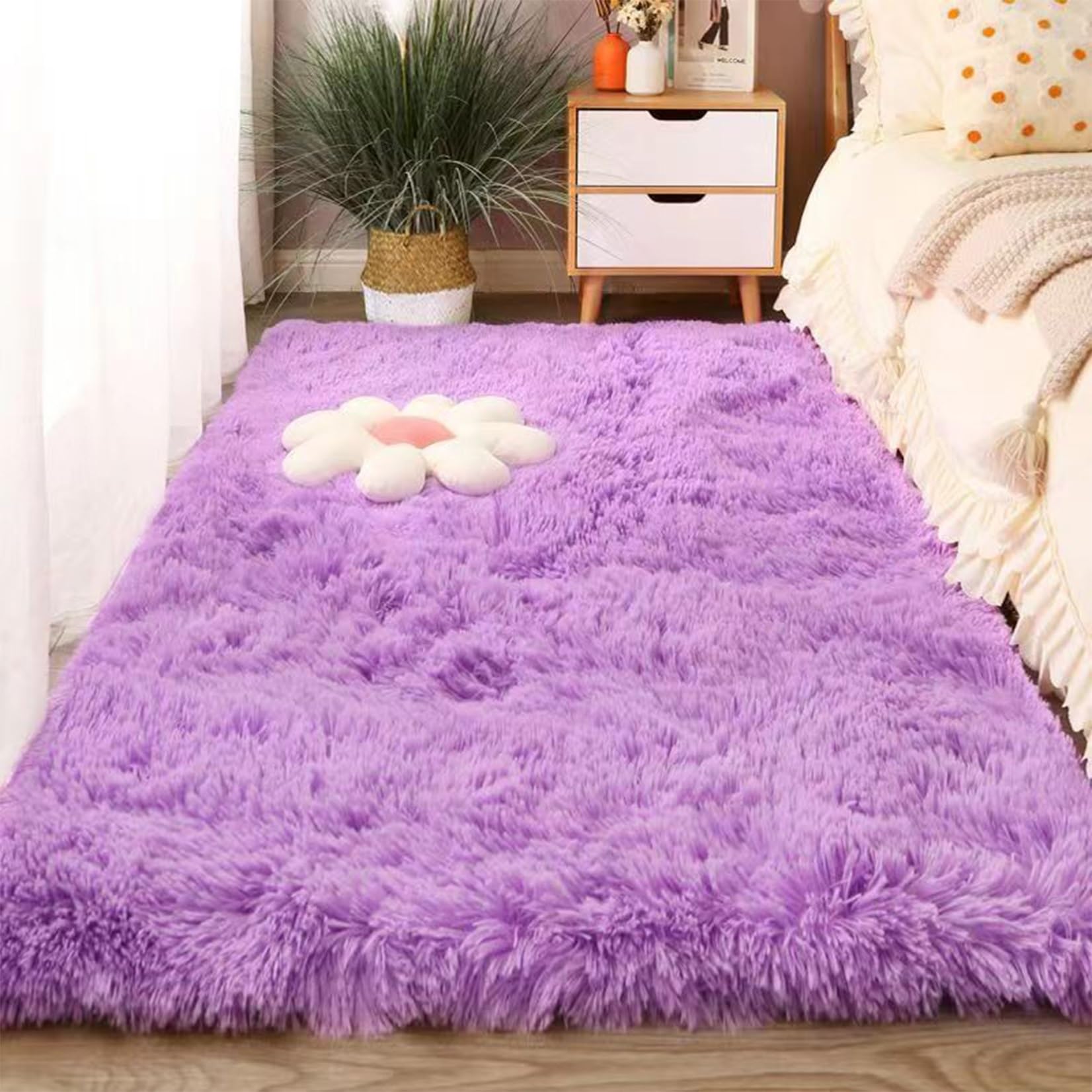 Tapis moderne pour chambre et salon pourpre antidérapant et lavable 200x270 cm
