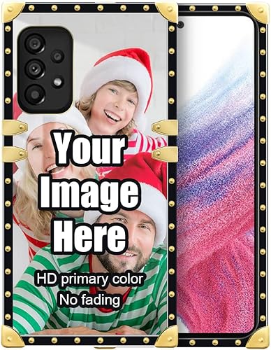 DAIZAG Funda compatible con Samsung Galaxy A53 5G personalizada con imagen de Navidad, funda cuadrada dorada, suave, a prueba de golpes, decoración