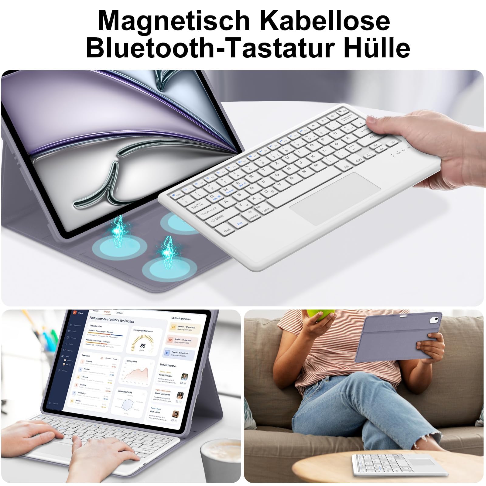 Tastatur für iPad Air 13 M4/M3/M2 (2026-2024) & iPad 12.9 Touchpad, Lila
