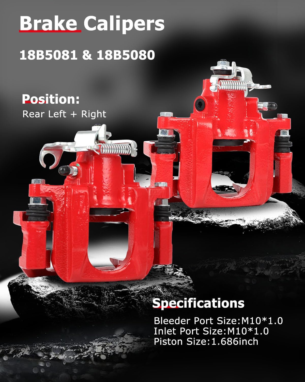 cciyu 18B5081 18B5080 Rear Left & Right Brake Calipers With Bracket For Chrysler For Town & Country,For Dodge For Grand Caravan,For Ram For C/V,For Volkswagen For Routan