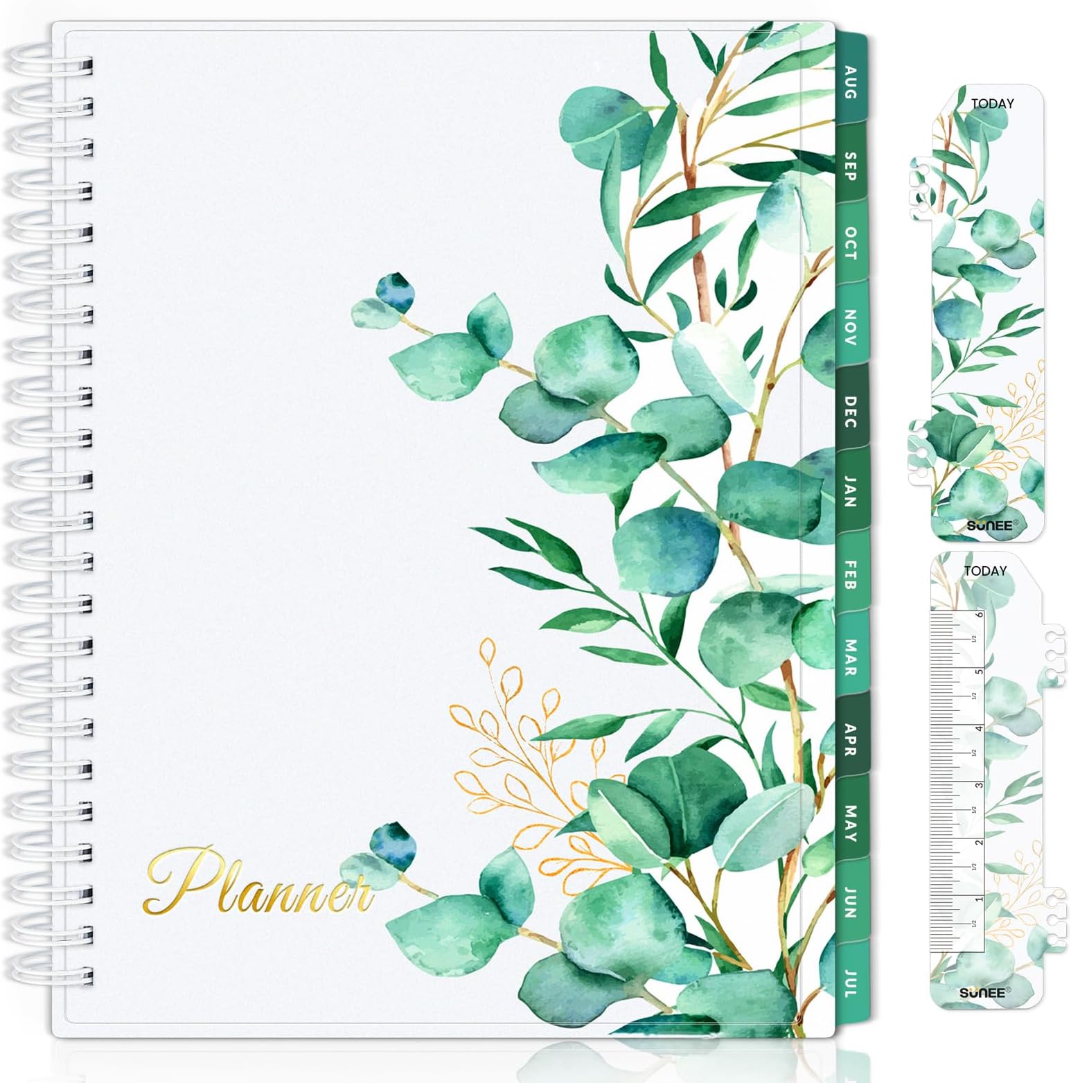 SUNEE Academic Planner 2024-2025 Weekly and Monthly - from August 2024 - December 2025, 6.4"x8.3" School Year Calendar Daily Planner with Monthly Tab, Leaves